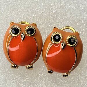 Orange Owl Earrings